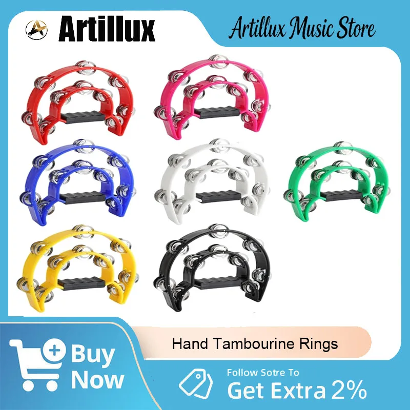 Musical Shaking Tambourine with Stainless Steel Rings and Sturdy ABS Small Tambourine Suitable for Parties Band Practice