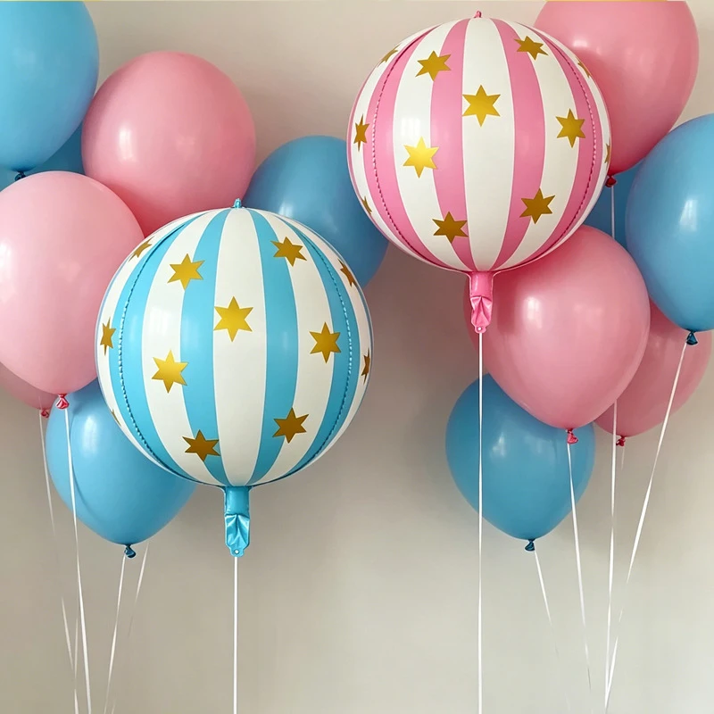 5 Stück 22 Zoll 4D Gestreifter Stern Aluminiumfolienballon KTV Einkaufszentrum Heim Schule Dekoration Zirkus Party Zubehör Weihnachten Foto-Requisiten