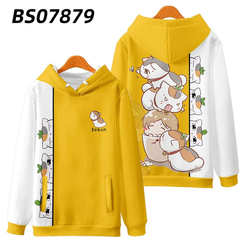 Japońskie Anime Nyanko Sensei Natsume Yuujinchou nadruk 3D mężczyźni/kobiety jesienne bluzy z kapturem z długimi rękawami