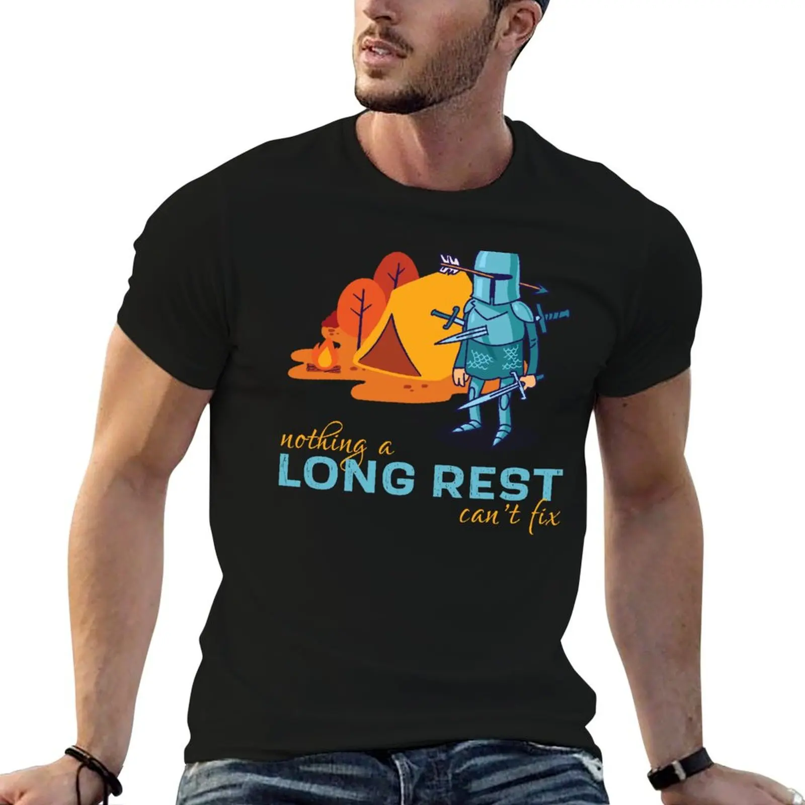 Nothing a long rest can't fix - Funny D&D Novelty T-Shirt Big and Tall Loose Fit T-Shirt