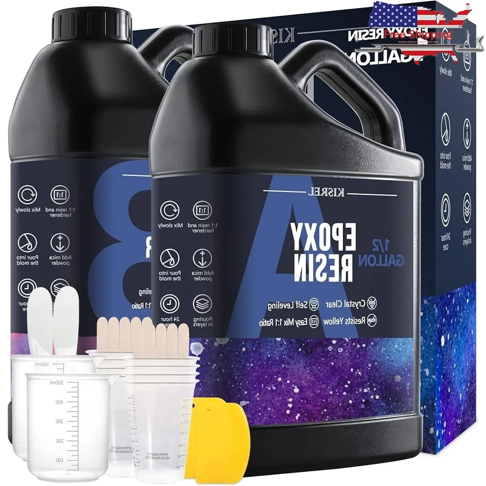 

Epoxy Resin 1Gallon Kit Clear Casting No Yellowing No Bubble Art Crafts Jewelry Making Easy Mix Tools