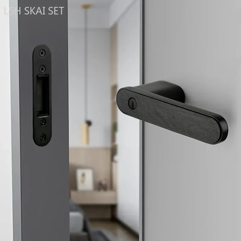 Imagem -02 - Magnetic Silent Bedroom Door Locks Indoor Zinc Alloy Security Lock Double Sided Handle Único Bloqueio de Língua Household Hardware