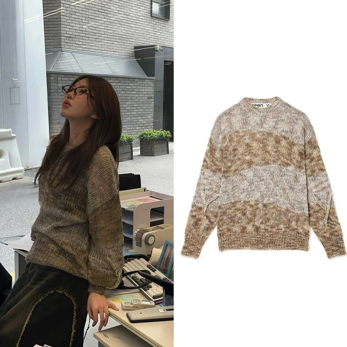 

Casual Long Sve Pullover Sweater Mixed Color Cotton Wool round Ne Knitted Wear for Young Women in Their Late Twenties