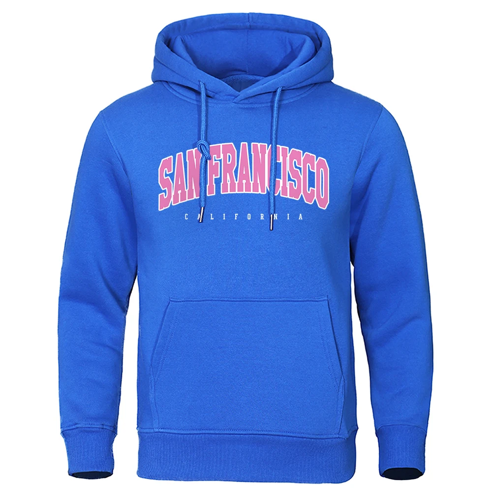 U.S. San Francisco, California Printed Mens Hoodies Loose O-Neck Sweatshirts Crewneck Pocket Clothes Fashion Oversize Hoodie Man