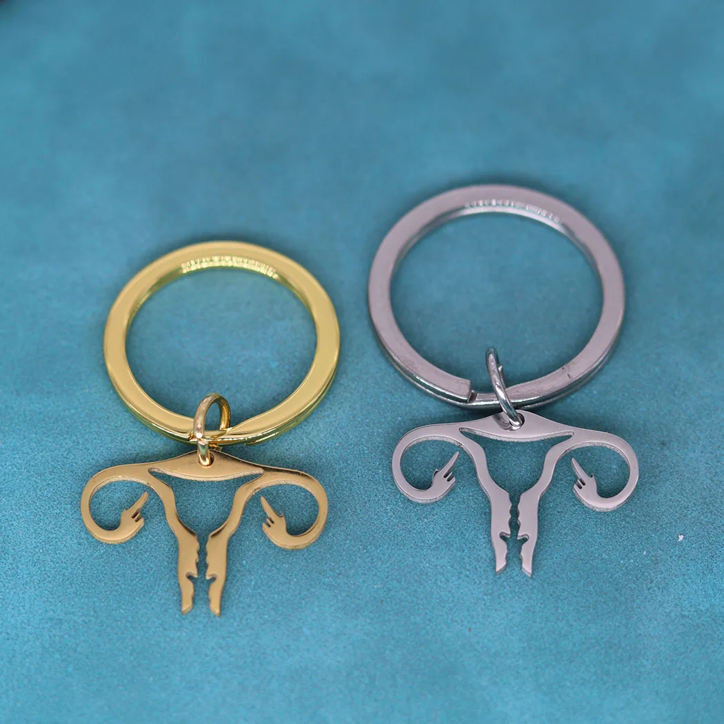 Llavero con colgante de útero de órgano médico de acero inoxidable para hombres y mujeres, joyería para Doctor, enfermera, obstáculo, regalos de recuerdo, accesorios