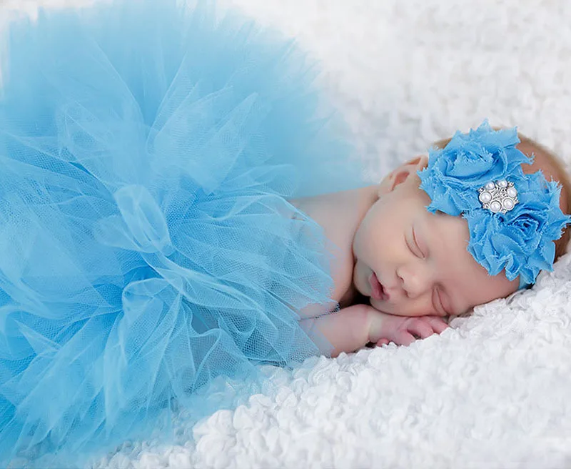 Ensemble de photographie pour nouveau-né fille : Robe tutu et bandeau en maille colorée, vêtements d'été mignons pour tout-petits, idéal comme cadeau de baby shower