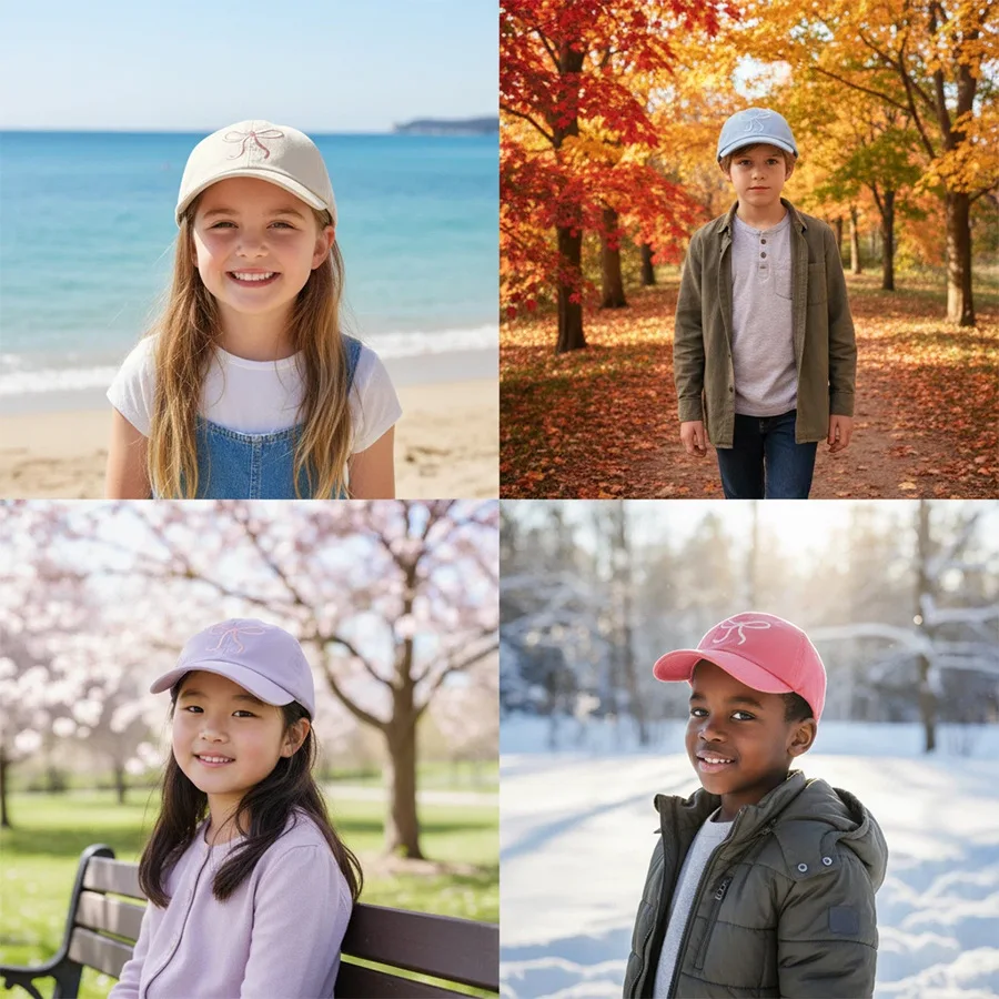 Süße Herz Kinder Mädchen Hut Stickerei Baumwolle Kinder Pferdeschwanz Hüte für Mädchen Frühling Sommer Kinder Baseball Kappe Kind Sonnenhut 4-10Y – Detail 1
