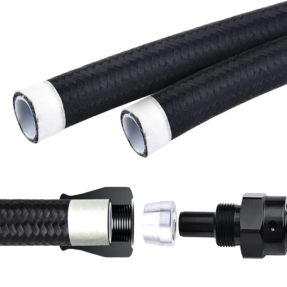AN3 AN4 AN6 AN8 AN10 1M/2M/3M/5M Universal E85 Fuel Hose Oil Gas Cooler Line Pipe Tube Inside PTFE Nylon Stainless Steel Braided view 5