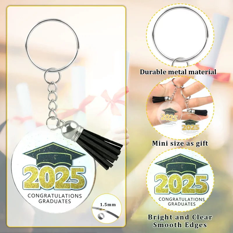 

30 шт. 2025 выпускные брелки с кисточкой акриловые памятные брелоки класс 2025 подарки выпускной вечер сувениры школа