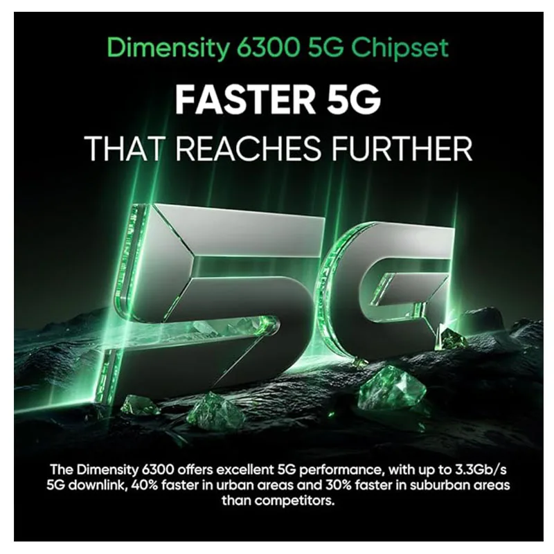 هاتف ذكي Realme 14x5G الأبعاد بطارية 6300 مللي أمبير في الساعة '120 هرتز شاشة مريحة للعين 50 ميجابكسل Al Camera 15 إصدار شحن عالمي #4