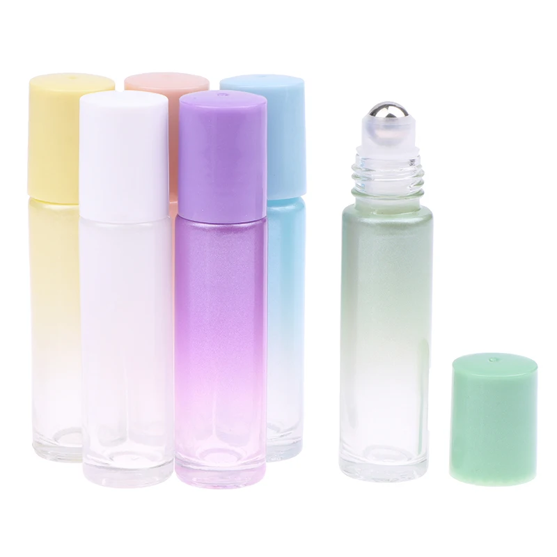 Glass Roll On Bottles 10ml Gradient Color Empty Bottle Roller Ball Bottle For Essential Oil Travel