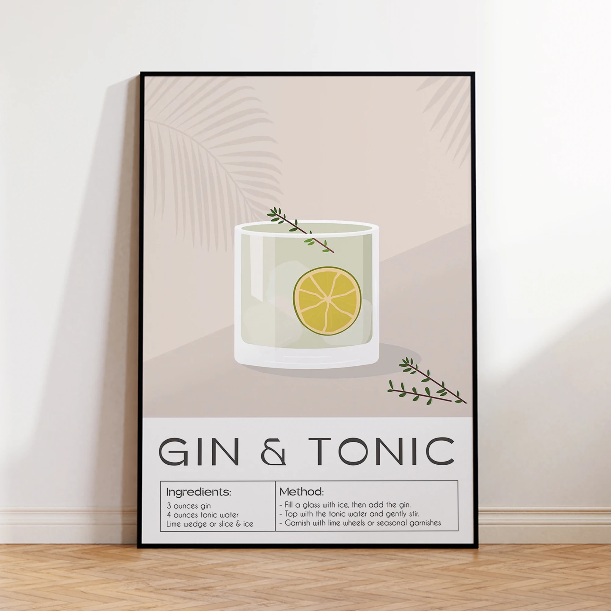 Modern Gin Tonic Cocktail Wall Art Print Canvas Painting Poster Picture For Living Room,Bedroom And Bar Home Decor