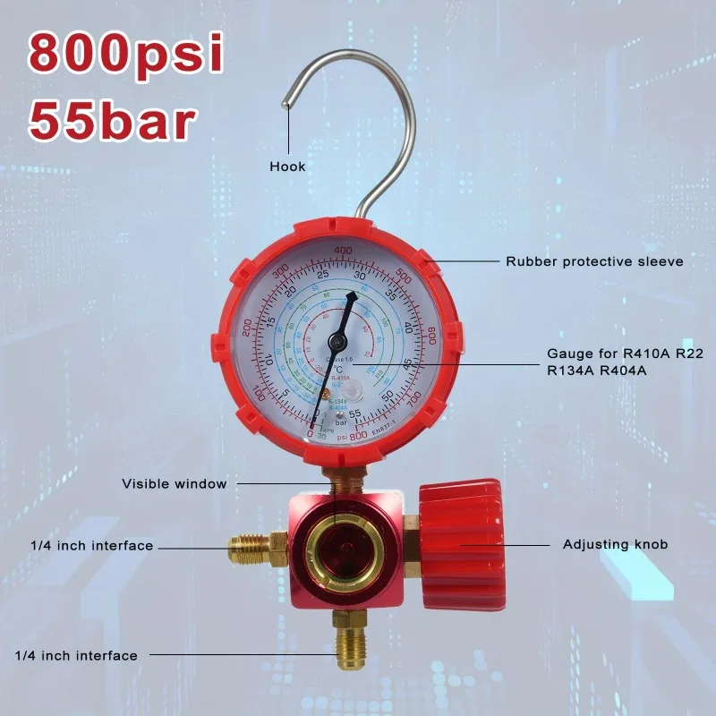 

Прибор для одного коллектора, прибор для коллектора кондиционирования воздуха с четкой шкалой, подходит для нескольких типов хладагентов.
