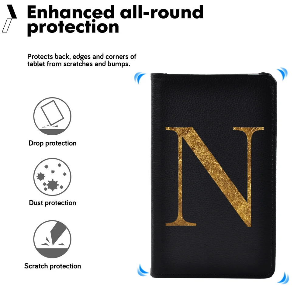 360 Degree Rotation Tablet Case for Fire 7 5th 7th 9th Gen Dust-proof Letter Print PU Leather Stand Protective Cover+Free Stylus