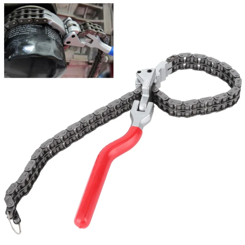 Chain Type Oil Filter Wrench Spanner 13.8in Long Handle Ergonomic Auto Car Repairing Tool