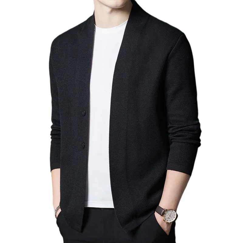 

Весенне-осенний мужской кардиган с длинными рукавами, зеленый модный тонкий пальто, корейская версия трендового свитера высокого качества