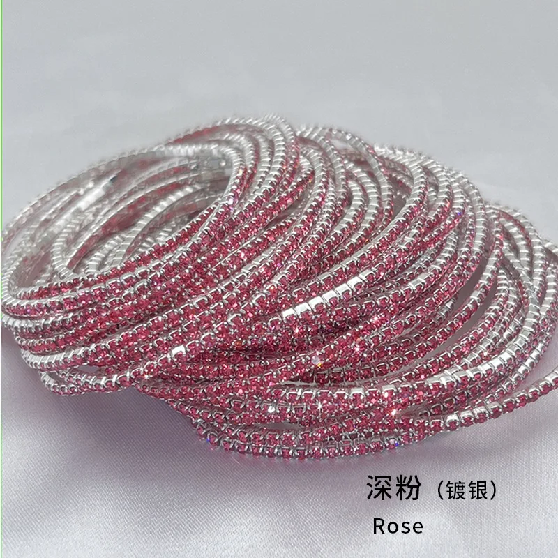 1Pcs Single Row Cubic Zirconia Tennis Bracelet Silver Color Elastic Bangle for Women Multi Layered Wearing Streetwear Jewelry