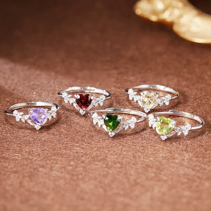 Leaf Natural Color Treasure Necklace Citrine Amethyst Diopside Olivine Garnet S925 Sterling Silver Wholesale