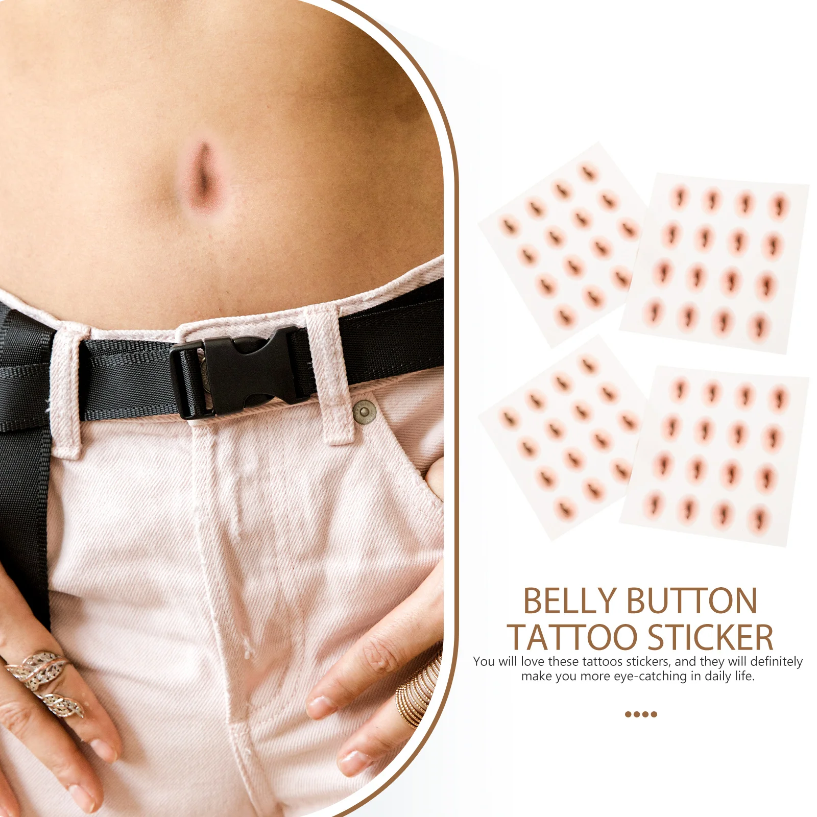 

10pcs Temporary Belly Button Tattoos Stickers Fake Navel Simulation Higher Body Decorative Women Summer
