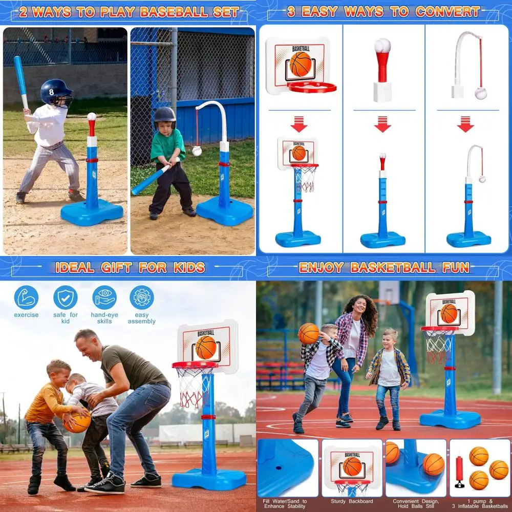 

Универсальный регулируемый набор для баскетбола и тейбола для детей 3-5 лет: для игр в помещении и на улице