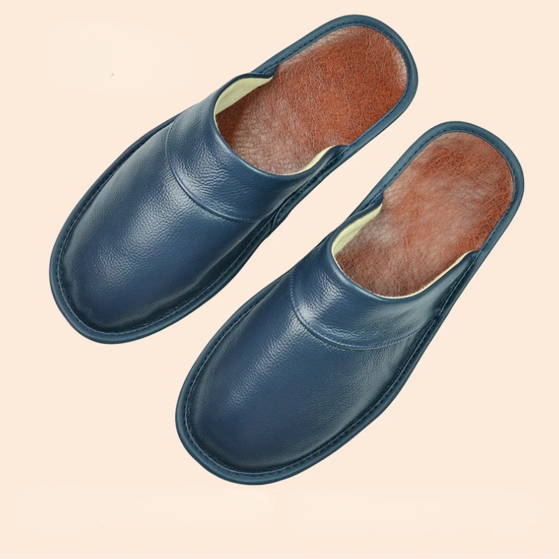 XIHAHA Men Women Slippers New Winter Genuine Leather Warm Indoor Sandals Waterproof Home House Shoes Woman Couple Slippers