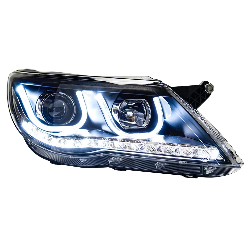 Car Lights For VW Tiguan 2007-2013 Car Styling LED Headlights Dynamic Signal Angel Eye DRL Automotive Accessory Type Bulb