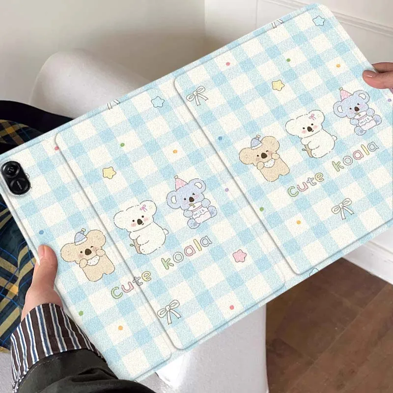 

Lattice cartoon cute bear For Huawei MediaPad MatePad Air M6 M5 M2 T10s T5 C5e 10 11 12 X 10.8 SE Pro Cover Tablet Case