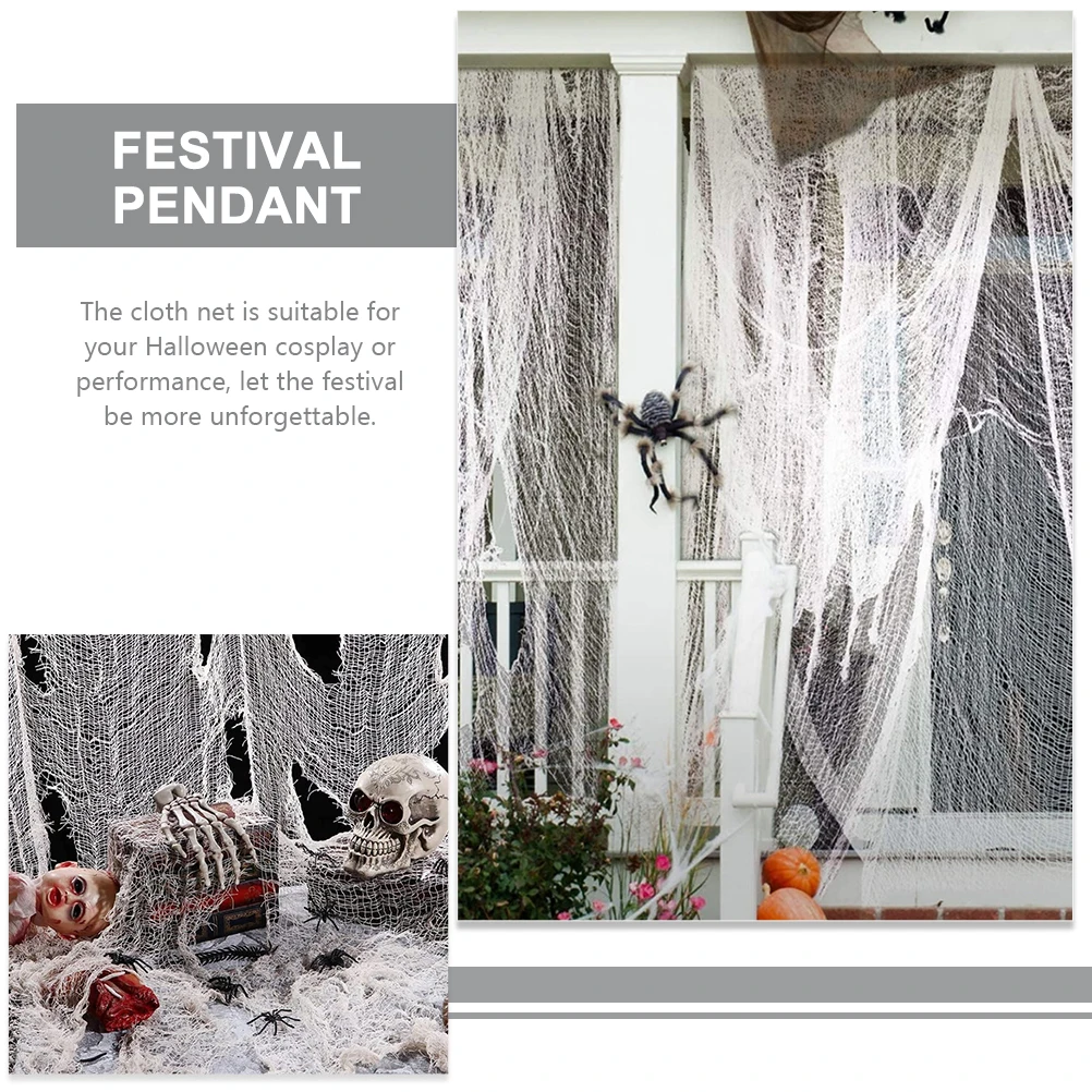

White Gauze Haunted House Decoration 76cmx400cm Halloween Festival Net Cloth Party Scene Props Creepy Decor Spooky Background