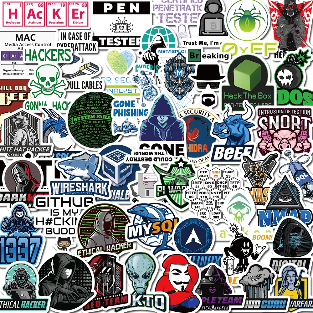 50PCS Hacker Programming Stickers Toys Vintage DIY Guitar Notebook Luggage Motorcycle Laptop Refrigerator Decals Graffiti