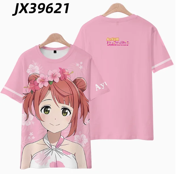 Аниме LoveLive! Uehara Ayumu футболки с короткими рукавами и 3D принтом, летний костюм, повседневные женские свободные топы для косплея