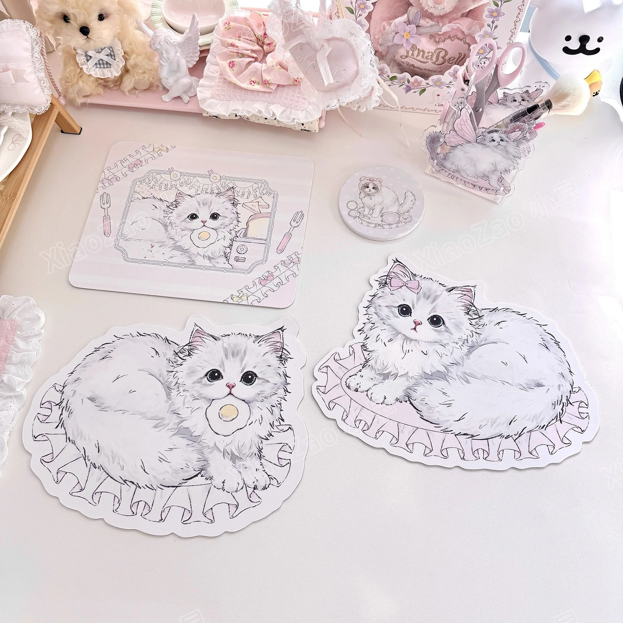 

Коврик для мыши с жареным яйцом и котенком, милый котенок, водонепроницаемый нескользящий специальный коврик для стола, кожаный коврик для мыши