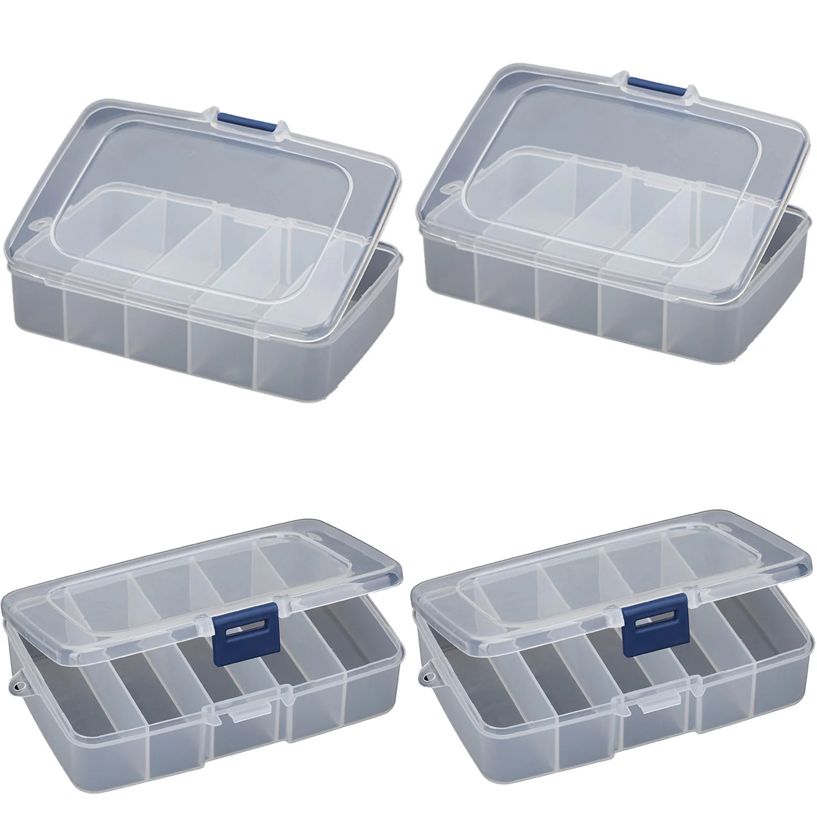 4Pcs Screws Tools Storage Box Transparent Plastic Box Craft Organizer Container Case 14.3*9.8*3.5cm For Bait Hardware Storage