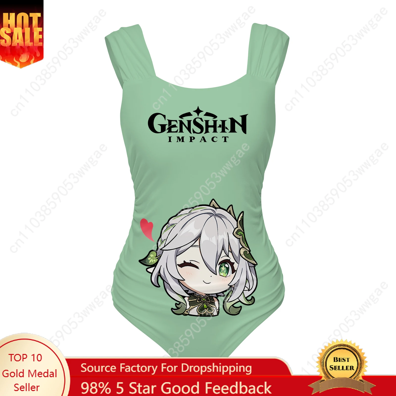 Genshin Nahida One Piece Swimsuits Wide Strap Womens Bathing Suit Personalized Swimwear Beach Sexy Bikini Customized Beachwear