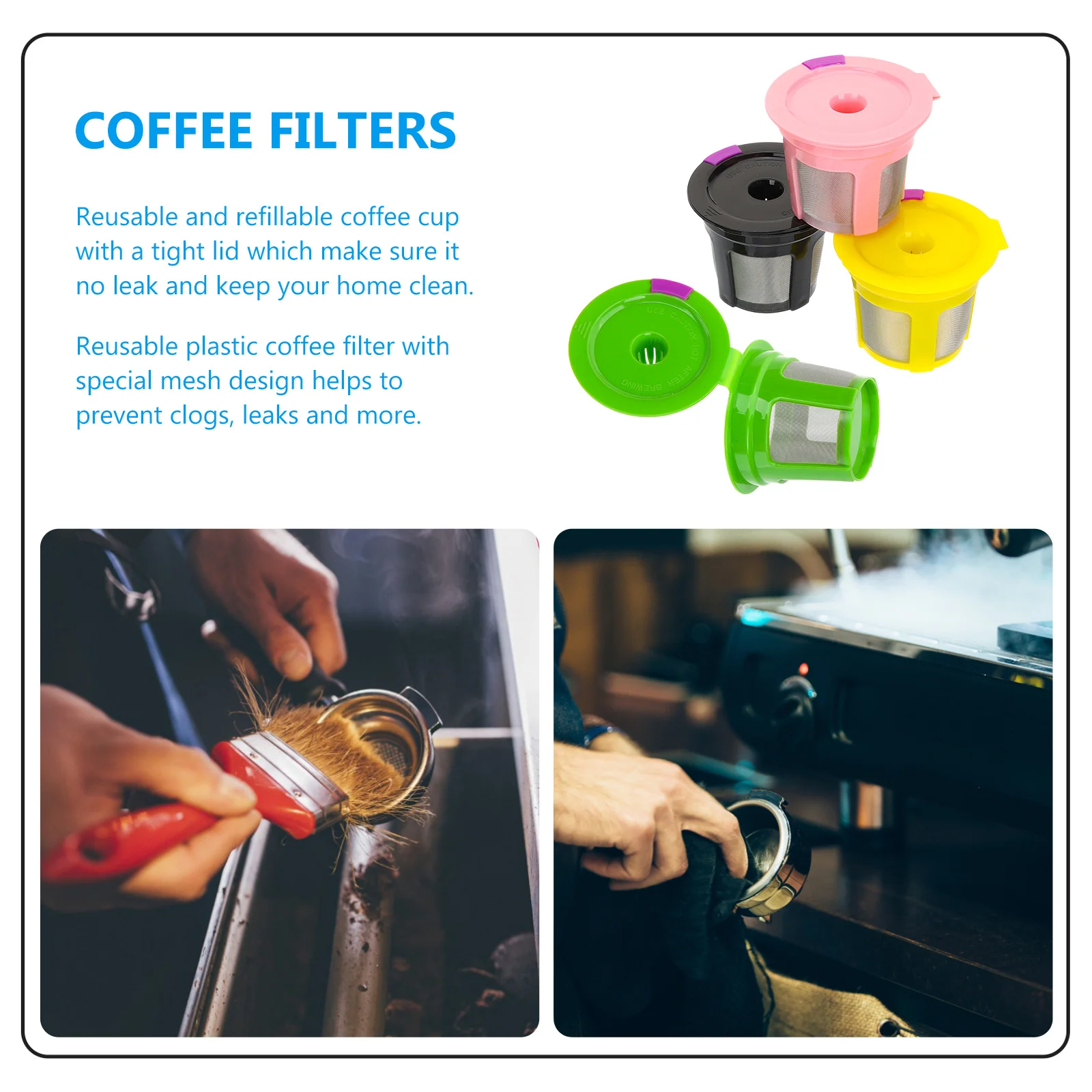 

4Pcs Reusable Coffee Filter Basket Refillable Accessories Gifts Coffee Filter Espresso Basket Cup