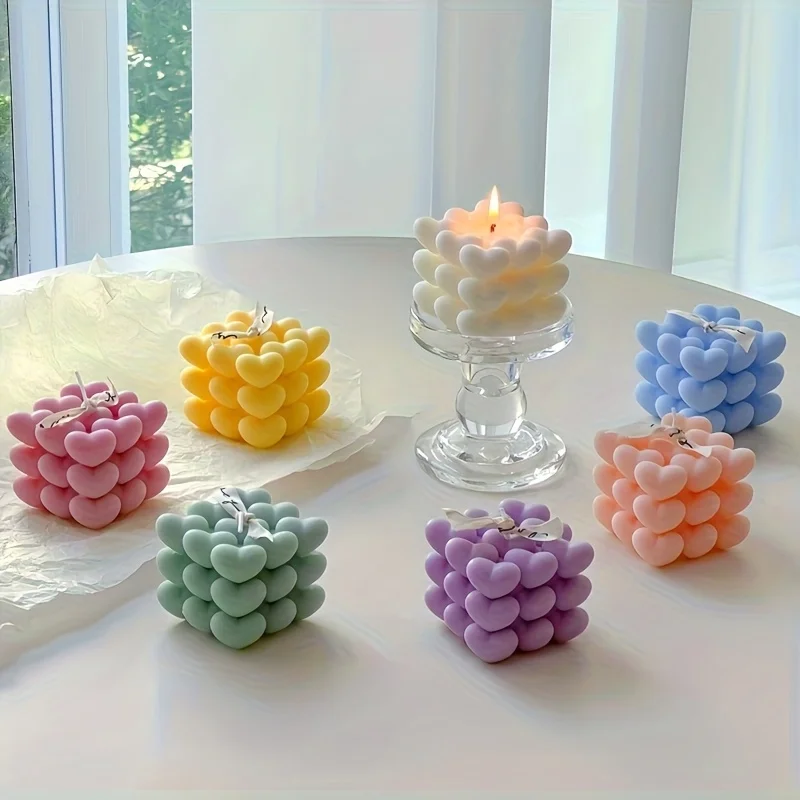 Love Cube Aromatherapy Candle Valentine's Day Wedding Birthday Candle Fragrance Home Creative Handmade Decoration Object Gift