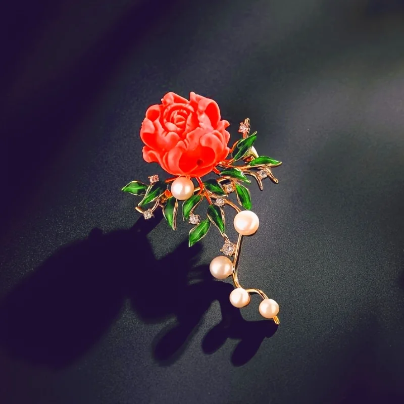 Elegant  Plant Flower Accessory Women's Luxury Brooches Rose Pin Party Clothing Jewelry  Practical Accessory for Daily Commuting