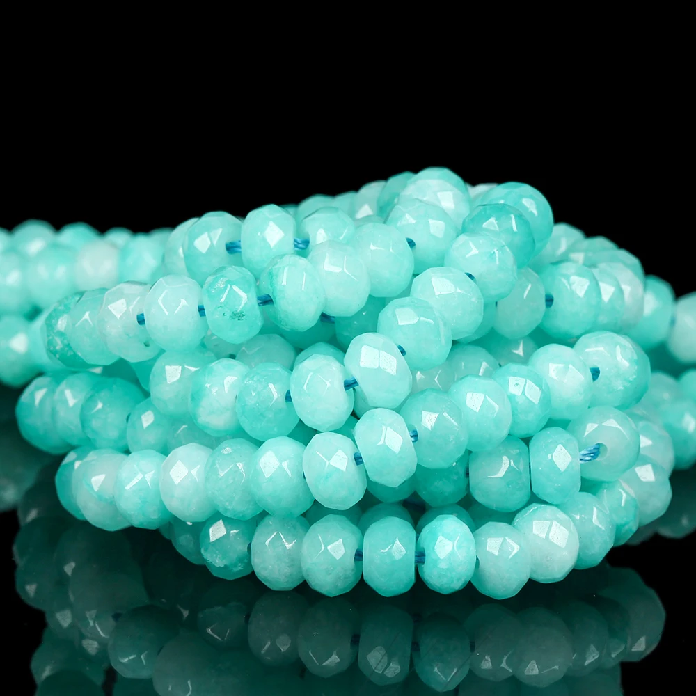 5x8mm Natürlich ‌ Facettierte Amazonit-Stein-Chalcedon-Abacus-Rondell-Perlen für die Schmuckherstellung, DIY-Armband, Halskette, Zubehör, 15 Zoll – Detail 7
