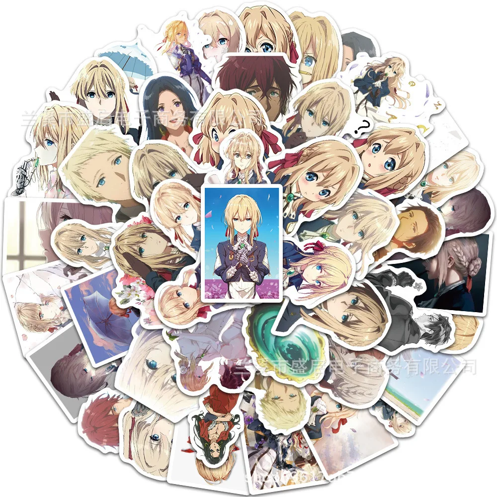 50pcs Anime Violet Evergarden Series Graffiti Stickers Suitable for Helmets Desktop Wall Decoration DIY Sticker Pack Wholesale