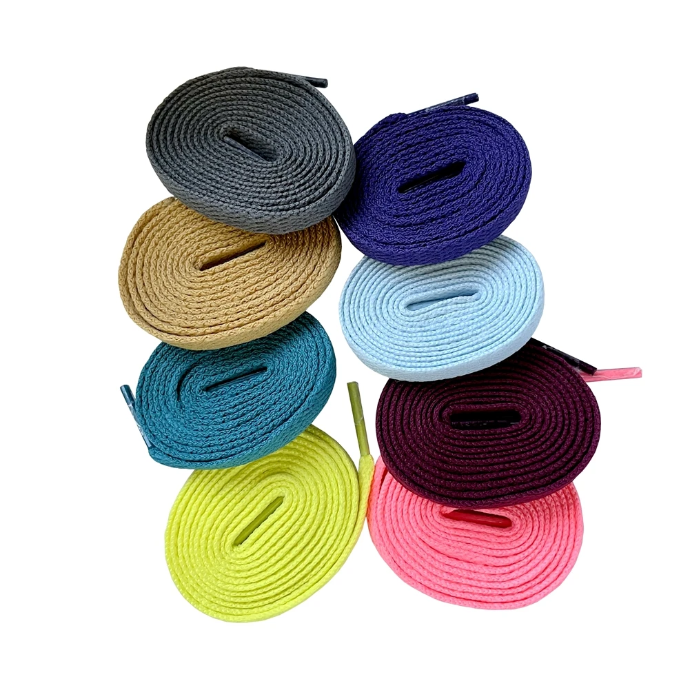 100-180 cm Good Quality 8 mm Wide  Flat Shoelace Polyester Shoe Laces for Sneakers