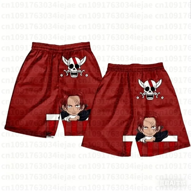 One Piece 3D Print Shorts Shanks Sanji Nami Casual Beach Board Shorts Anime Inspired Swim Trunks Streetwear Fans Summer Pants view 2