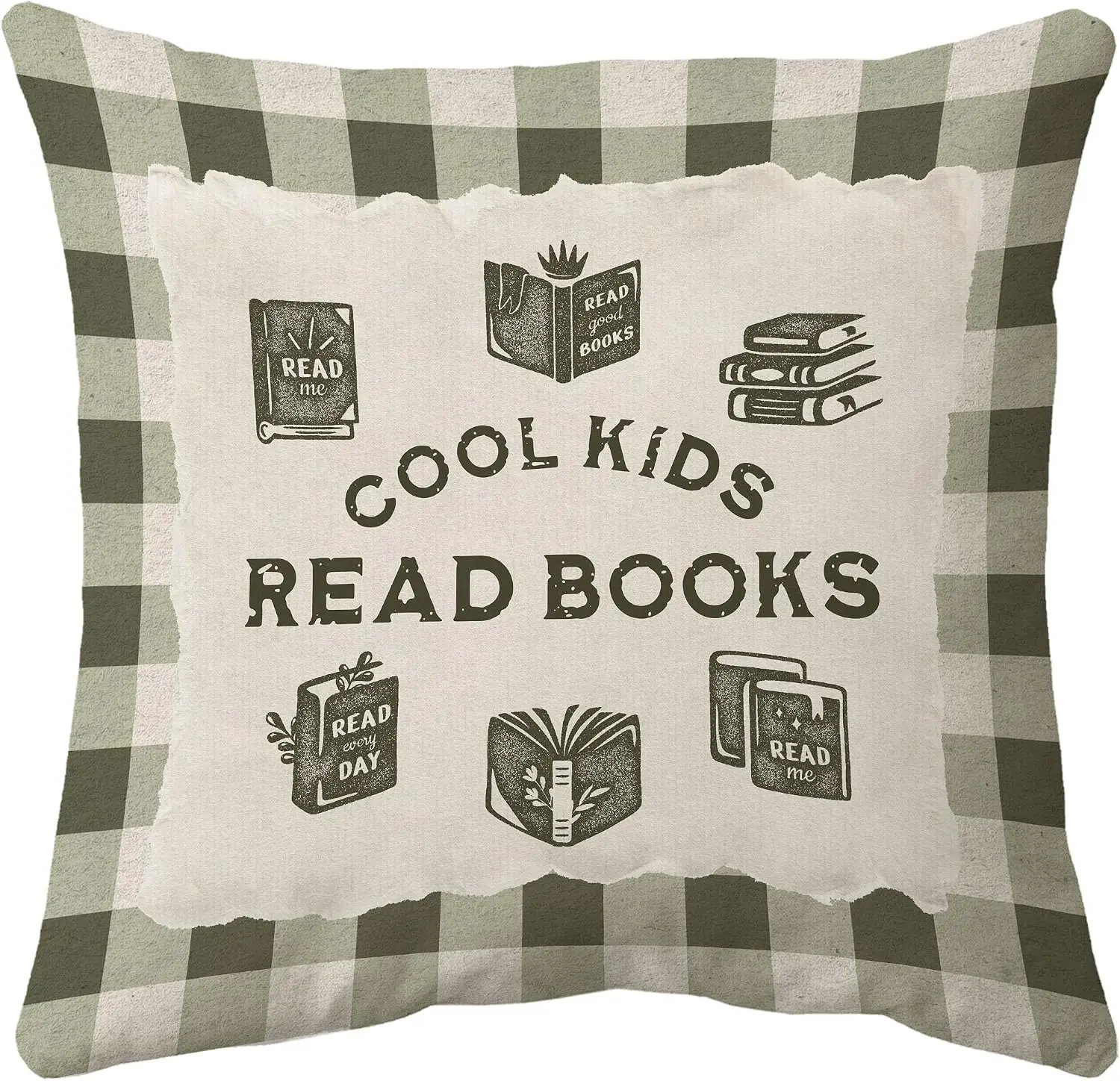 Cozy Book Lover Pillowcase Throw Cushion Cover for Nursery Kids Reading Room Decor Literary Gift Theme Art 45x45cm