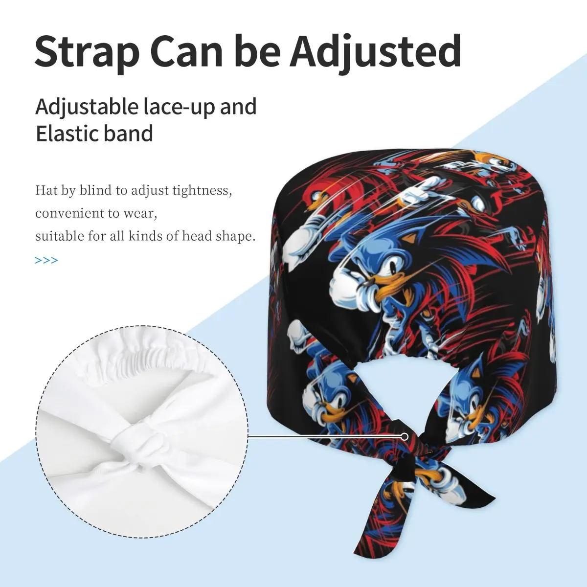 قبعة طبية سونيسز H-Hedgehoged للعمل، قبعة مريحة للتمريض للرجال والنساء، تصميم لحمل الشعر الطويل، قبعة عمل