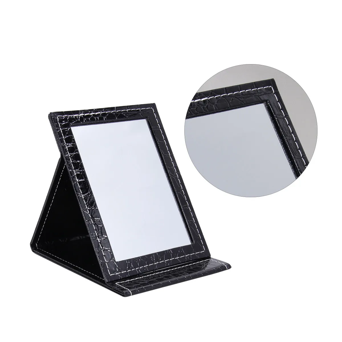 

Модное настольное зеркало для макияжа из ПУ, портативное, складное, с подсветкой, для идеального макияжа, яркое освещение, для путешествий и дома