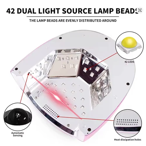 Imagen 2 del producto Lámpara de uñas recargable de 96W con Base reflectante de espejo, secador de esmalte de Gel, máquina de manicura, luz UV para uñas, lámpara LED UV