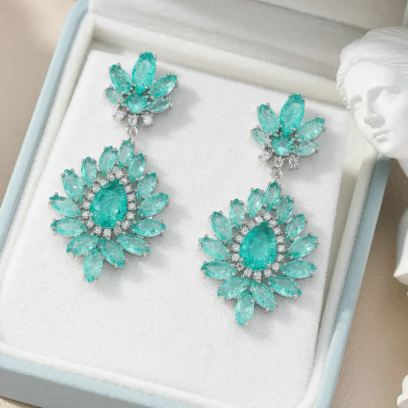 

Bilincolor Green Cubic Zirconia Earring for Women Wedding