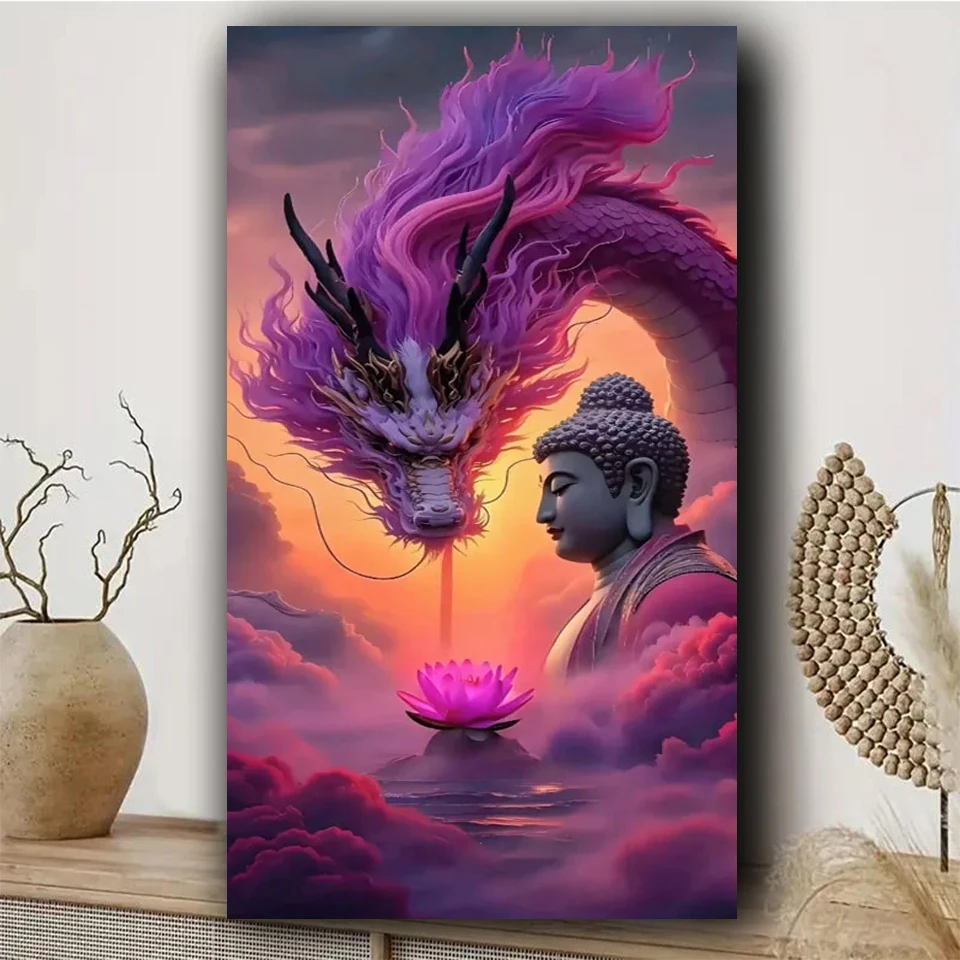 

Buddha Statue Full Square Round 5D Diamond Painting Kits Zen Art Buddhist Sculpture DIY Drills Mosaic Embroidery Cross-Stitch