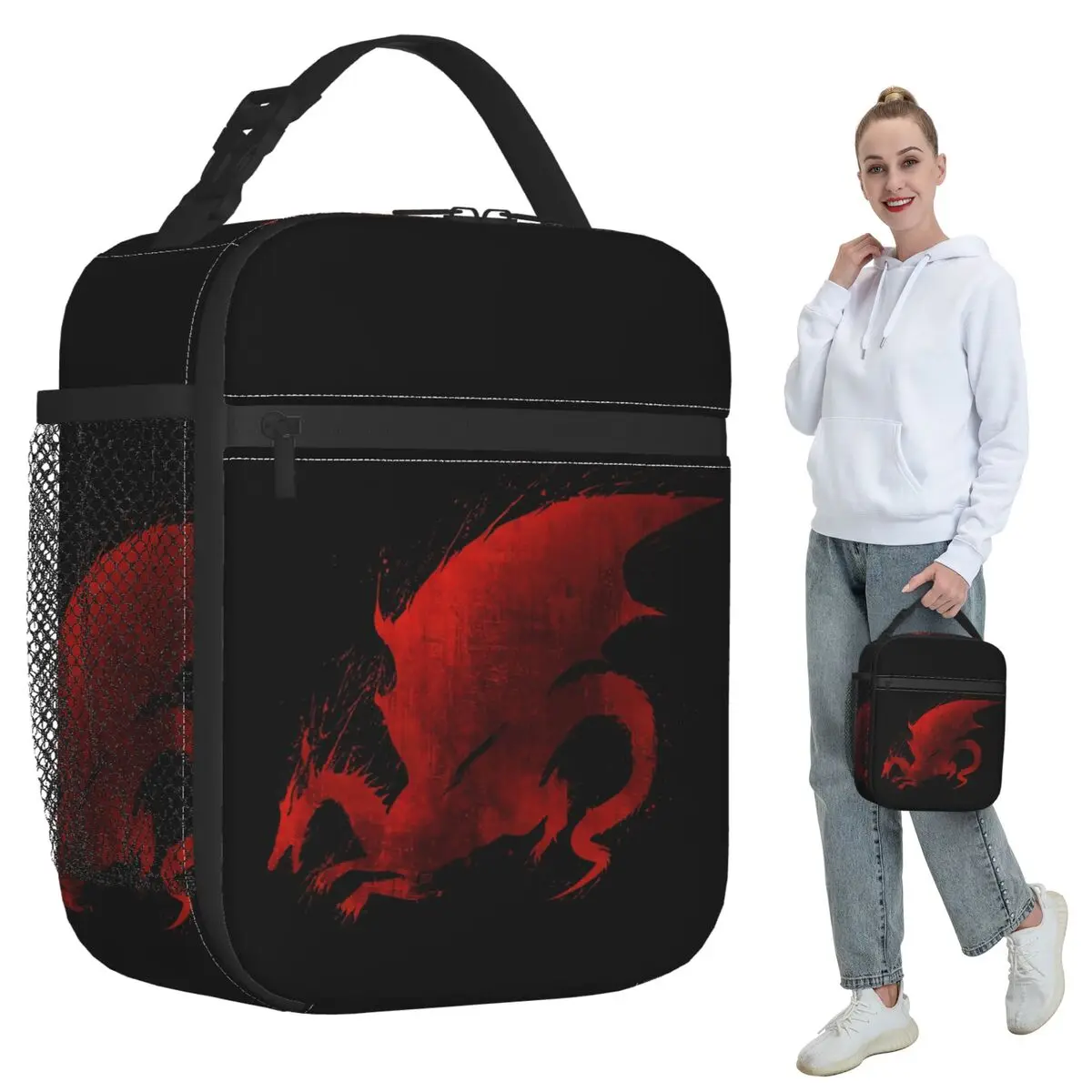 Dragon Age Origins Blood Dragon V2 Insulated Lunch Bag for Women Office Cooler Thermal Food Box Tote Lunch Boxes Container
