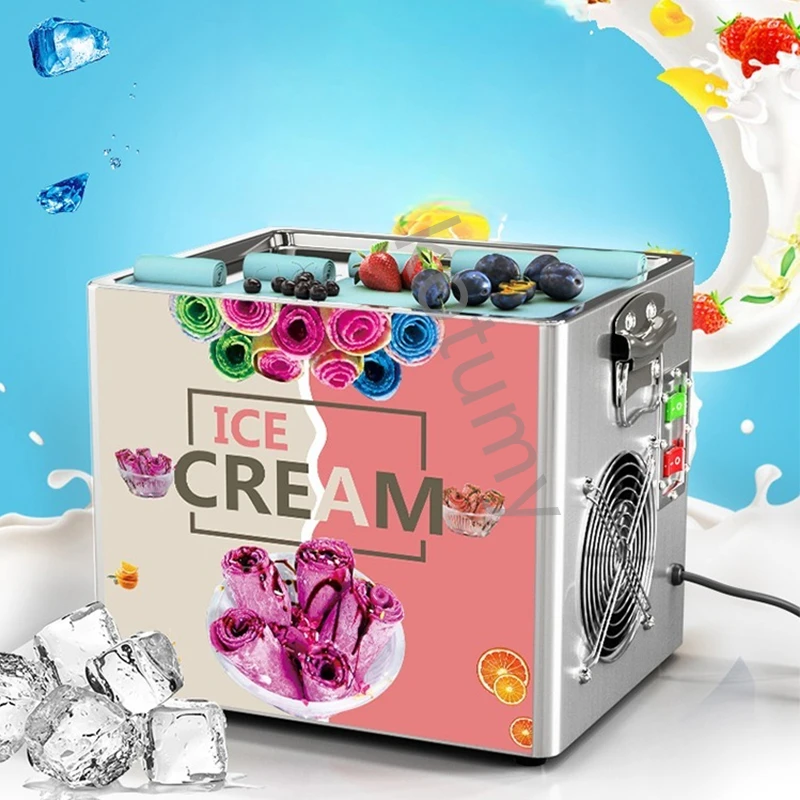 110V/220V Fried Ice cream Roll Machine Small Thai Fry Pan Ice Cream Rolled Fried Yogurt Ice Cream Roll Machine Maker