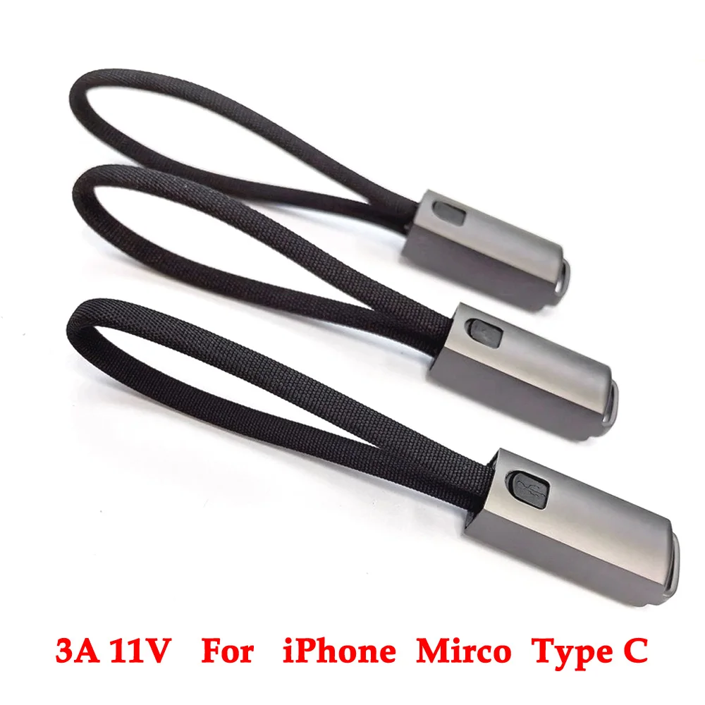 

3A 11V Short Cable 10cm for Type C Micro ios USB Fast Charging Data Cord For Mobile Phone Power Bank Battery Portable USB Cable