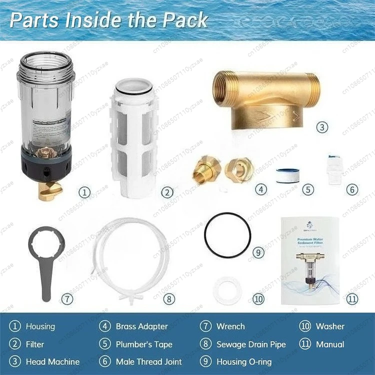 Brass Pre Water Filter, Backwashing System for Cross-Border Whole House Filtration